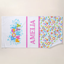 Personalized Fun Pool Party Beach Towel