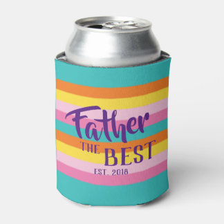 Personalized Fun Rainbow Stripes Graphic Can Cooler