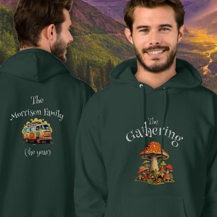 Personalized Fun Retro Mushrooms Family Reunion Hoodie
