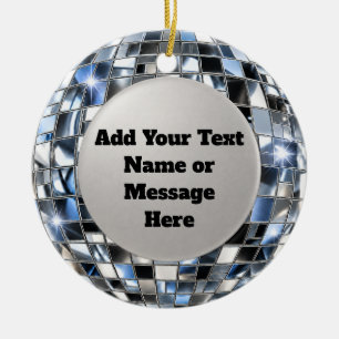 Personalized Fun Silver Disco Mirrorball Ornament