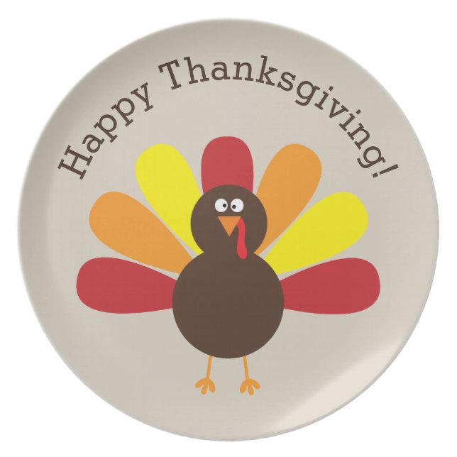Personalized Fun Thanksgiving Turkey Plate (Front)