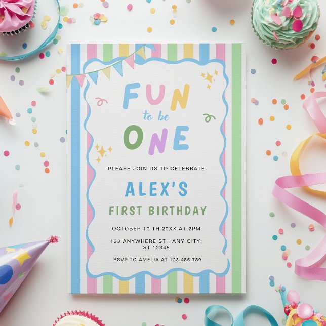 Personalized Fun to Be One Invitation (Creator Uploaded)