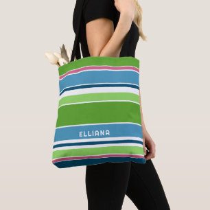 Personalized Fun Trendy Colourful Summer Art Strip Tote Bag