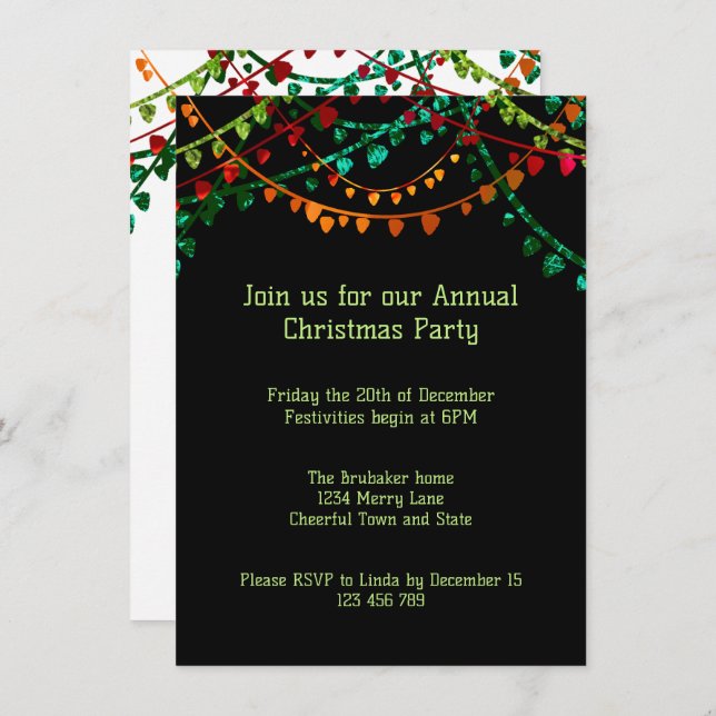 Personalized Fun Unique Colourful Christmas Party  Invitation (Front/Back)