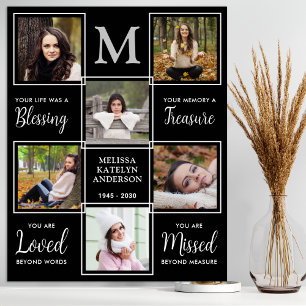 Personalized Funeral 6 Photo Collage Memorial Poster