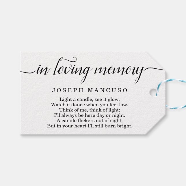 Personalized Funeral Favour Tag (Front (Horizontal))