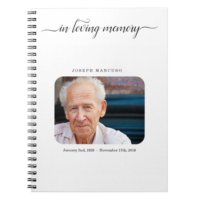 Personalized Funeral Guest Book / Memorial Sign In (Front)