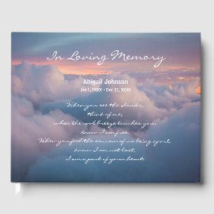 Personalized Funeral Guest Book with Poem & Sky