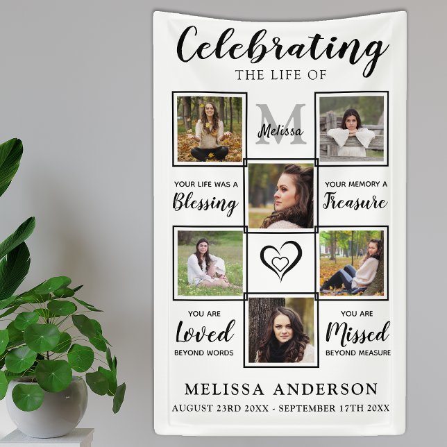 Personalized Funeral Memorial Unique Photo Collage Banner (Creator Uploaded)