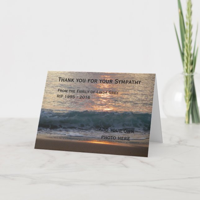 Personalized funeral thank you cards - Sea at Dawn (Front)