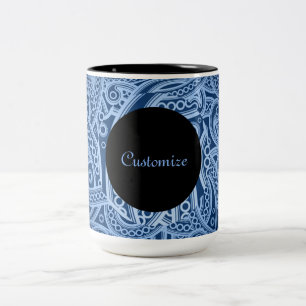 Personalized Funky Blue Paisley Pattern Mug