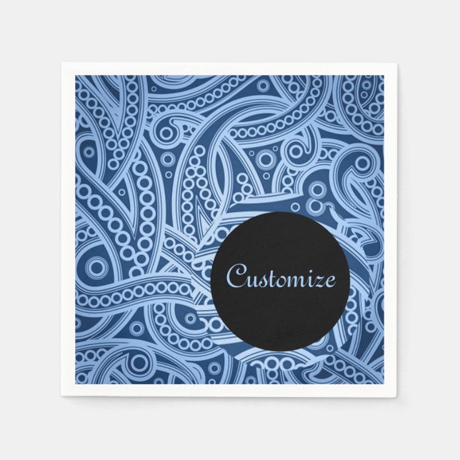 Personalized Funky Blue Paisley Pattern Napkins (Front)