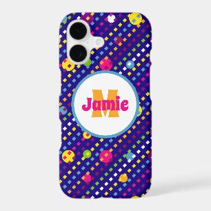 Personalized Funky Circles, Dashes Pattern Navy
