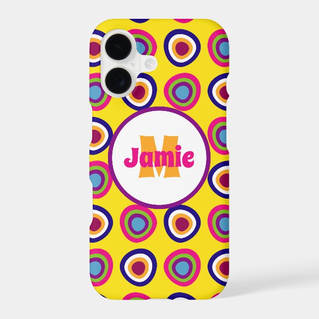 Personalized Funky Circles Pattern on Yellow (Back)