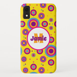Personalized Funky Circles Pattern on Yellow 2 iPhone XR Case