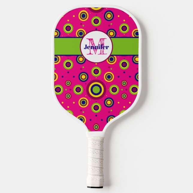 Personalized Funky Circles Pattern Pickleball Paddle (Back)