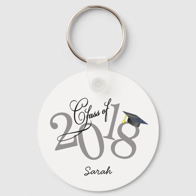 Personalized Funky Class of 2018 Keychain (Front)