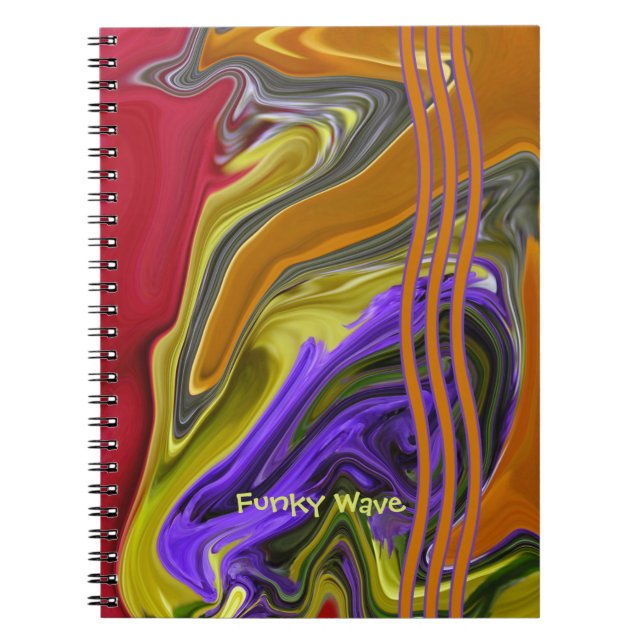 Personalized Funky Liquid Wave Abstract Notebook (Front)