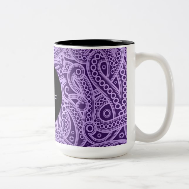 Personalized Funky Purple Paisley Pattern Mug (Right)