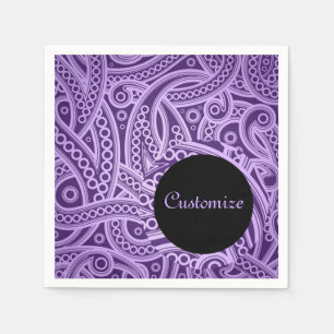 Personalized Funky Purple Paisley Pattern Napkins