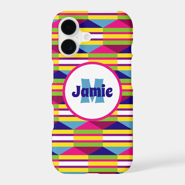 Personalized Funky Stripes, Triangles Pattern (Back)