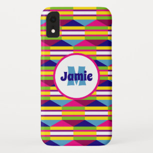 Personalized Funky Stripes, Triangles Pattern iPhone XR Case