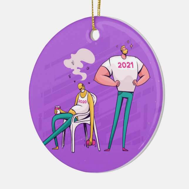 Personalized FUNNY 2020 versus 2021 Holidays Ceramic Ornament (Left)