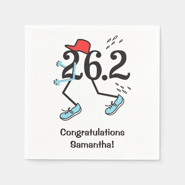 Personalized Funny 26.2 Marathoner Congrats Runner Napkin (Front)