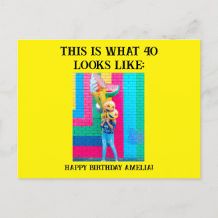 Personalized Funny 40th Milestone Birthday Postcard