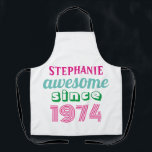 Personalized funny 50th birthday quote  apron<br><div class="desc">Funny 50th birthday quote . Awesome since 1974.</div>