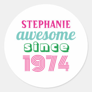 Personalized funny 50th birthday quote classic round sticker