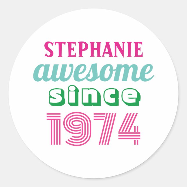 Personalized funny 50th birthday quote  classic round sticker (Front)