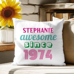 Personalized funny 50th birthday quote throw pillow