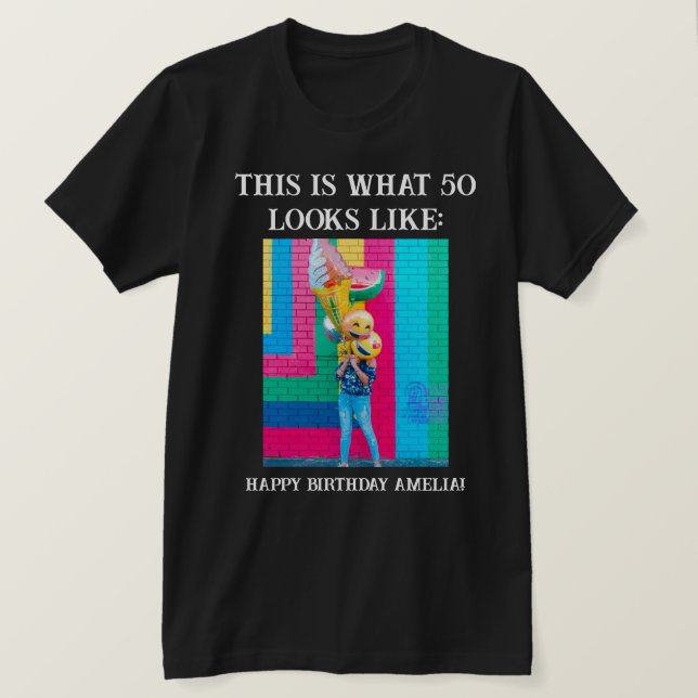 Personalized Funny 50th Milestone Birthday T-Shirt (Design Front)