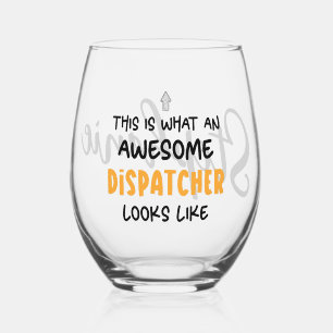 Personalized Funny Awesome Dispatcher Stemless Wine Glass