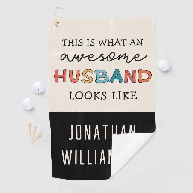 Personalized Funny Awesome Husband Gifts Golf Towel (InSitu)