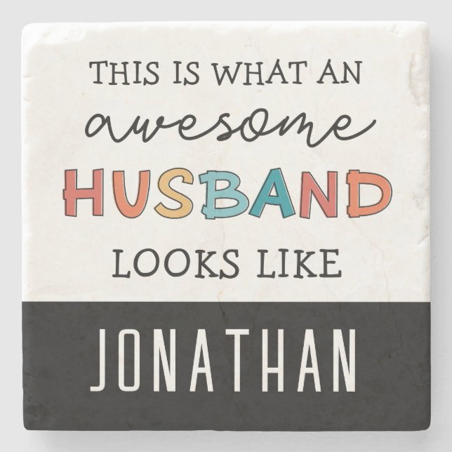 Personalized Funny Awesome Husband Gifts Stone Coaster (Front)