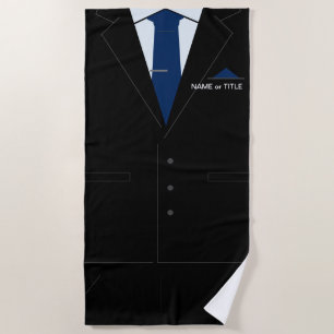 Personalized Funny Beach Towel Busines Black Suit