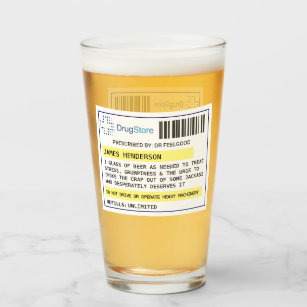 Personalized funny beer/cider prescription glass