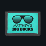 Personalized funny big bucks money velcro wallet<br><div class="desc">Personalized funny big bucks money velcro trifold wallet for kids and adults. Cool sunglasses design for men,  women and children. Fun Birthday gift idea for boy,  girl,  friends,  family,  boyfriend,  girfriend etc. Aqua blue or custom colour.</div>