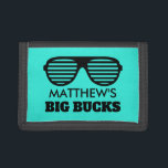 Personalized funny big bucks money velcro wallet<br><div class="desc">Personalized funny big bucks money velcro trifold wallet for kids and adults. Cool sunglasses design for men,  women and children. Fun Birthday gift idea for boy,  girl,  friends,  family,  boyfriend,  girfriend etc. Aqua blue or custom colour.</div>