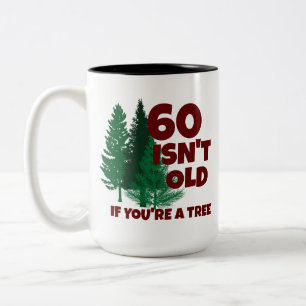 Personalized Funny Birthday Old Age Tree Two-Tone Coffee Mug
