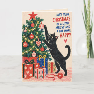 Personalized Funny Black Cat Christmas Card
