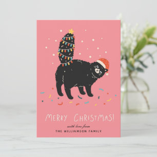 Personalized Funny Black Cat Christmas Tree Holiday Card