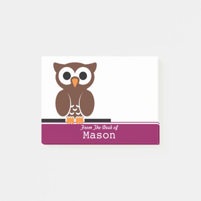 Personalized Funny Brown Owl Post-it Notes (Front)