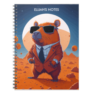 Personalized Funny Capybara With Suit On Mars Notebook