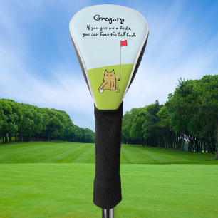 Personalized Funny Cartoon Cat Golf Joke Head Cover