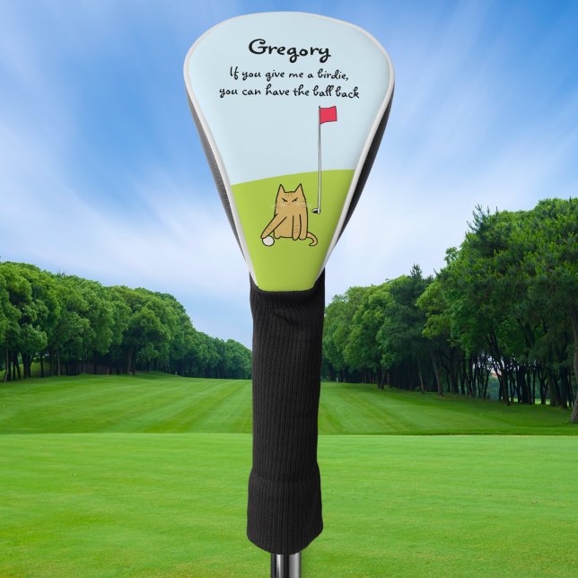 Personalized Funny Cartoon Cat Golf Joke Head Cover (Creator Uploaded)