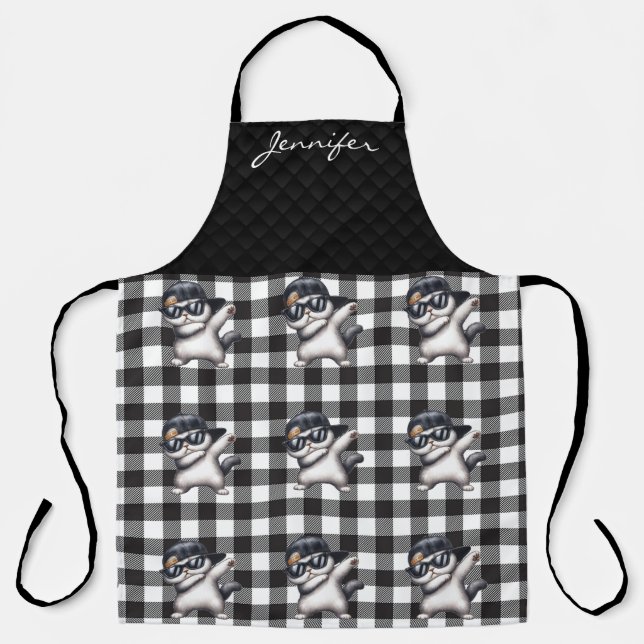 Personalized Funny Cat All-Over Print Apron (Front)