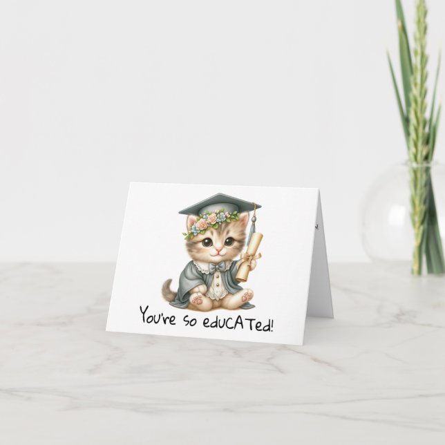 Personalized Funny Cat Graduation  Card (Front)